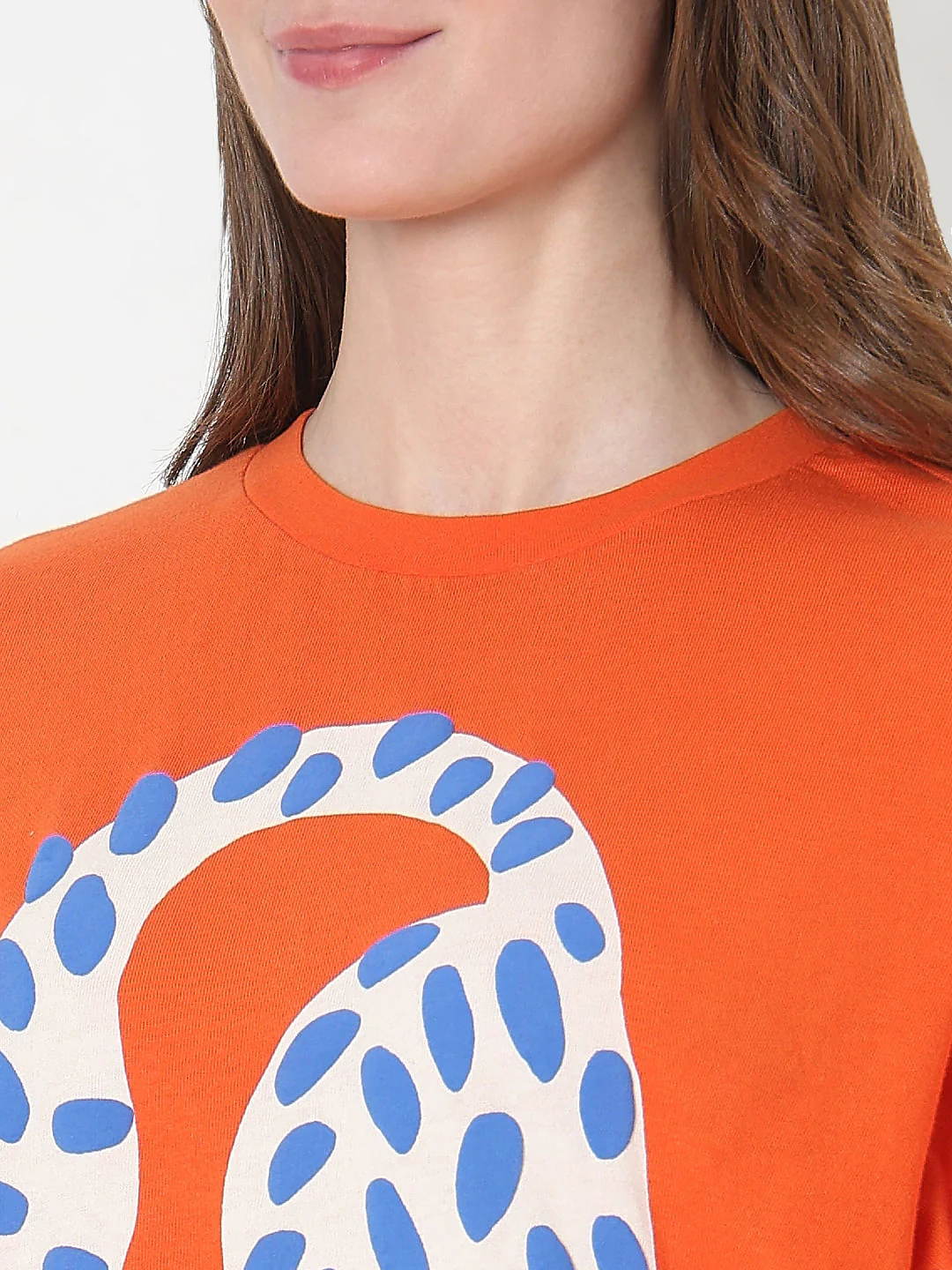 Orange Graphic Print Cotton T-Shirt - Image 8