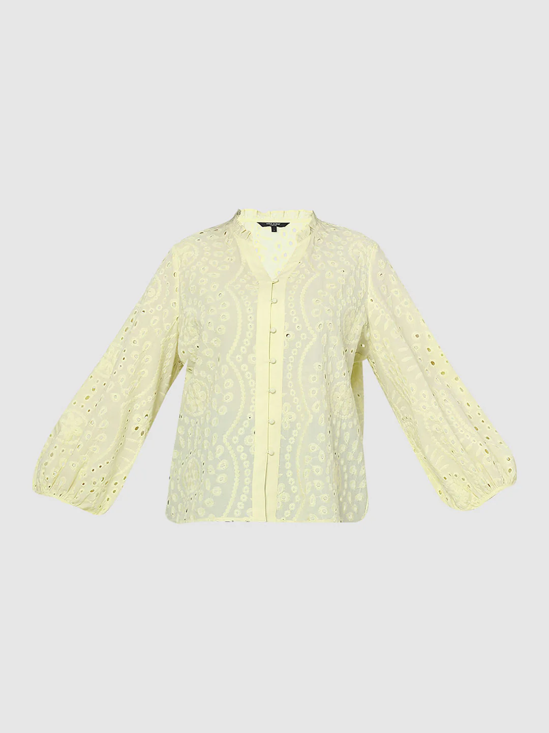 Curve Light Yellow Schiffli Top - Image 7