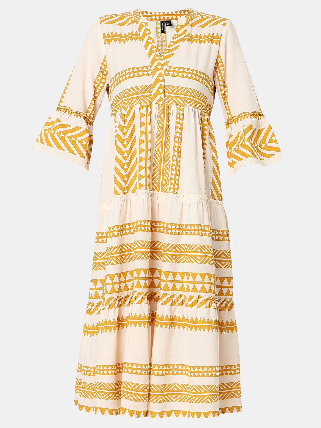 Cream Printed Cotton Midi Dress - Image 7