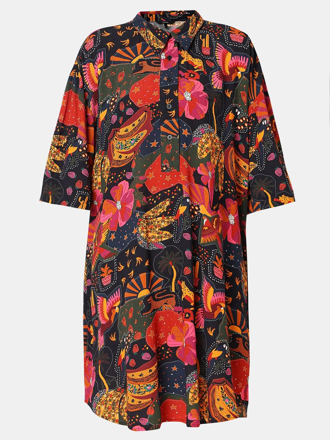 Black Abstract Print Shirt Dress - Image 7