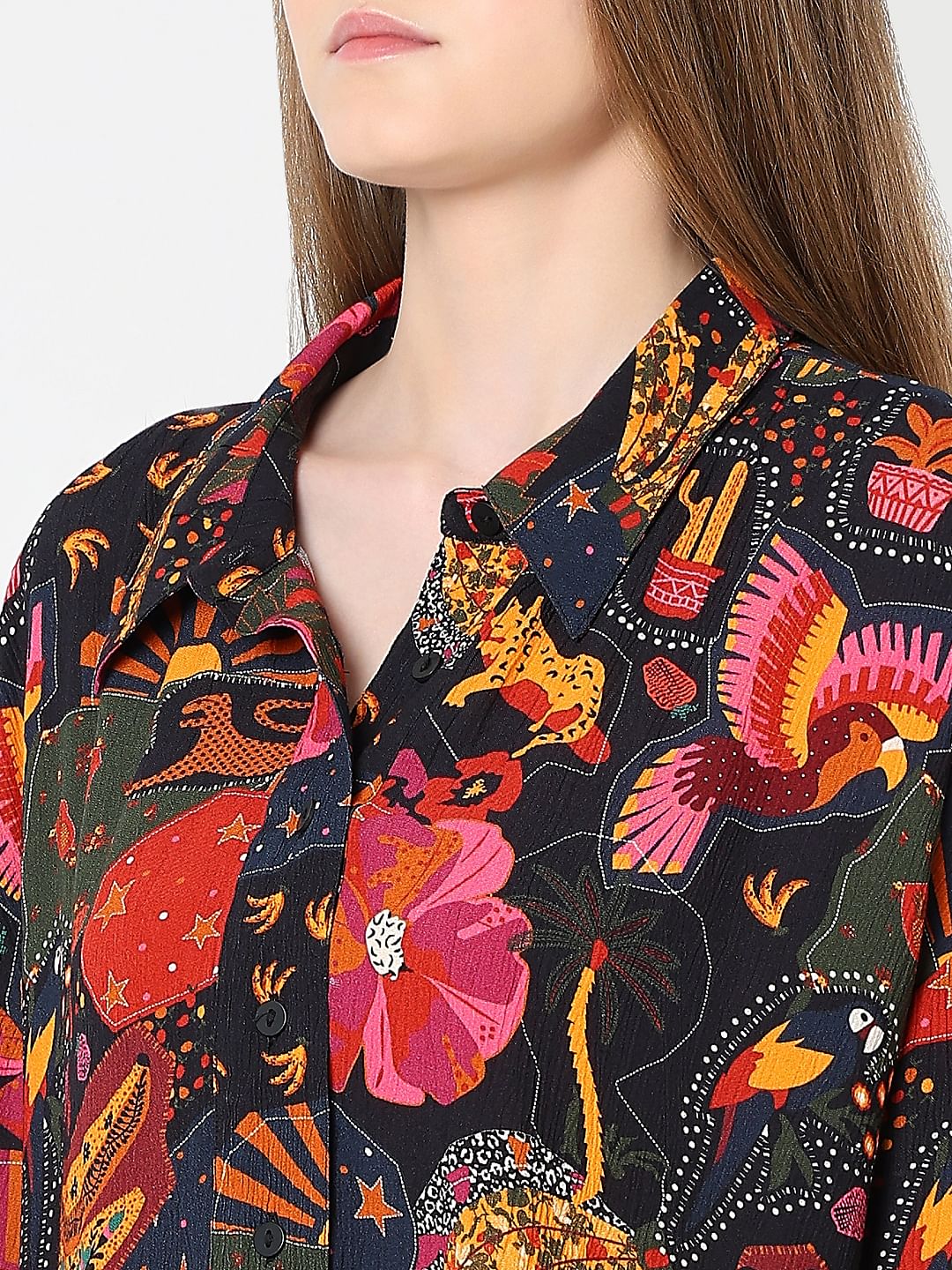 Black Abstract Print Shirt Dress - Image 8