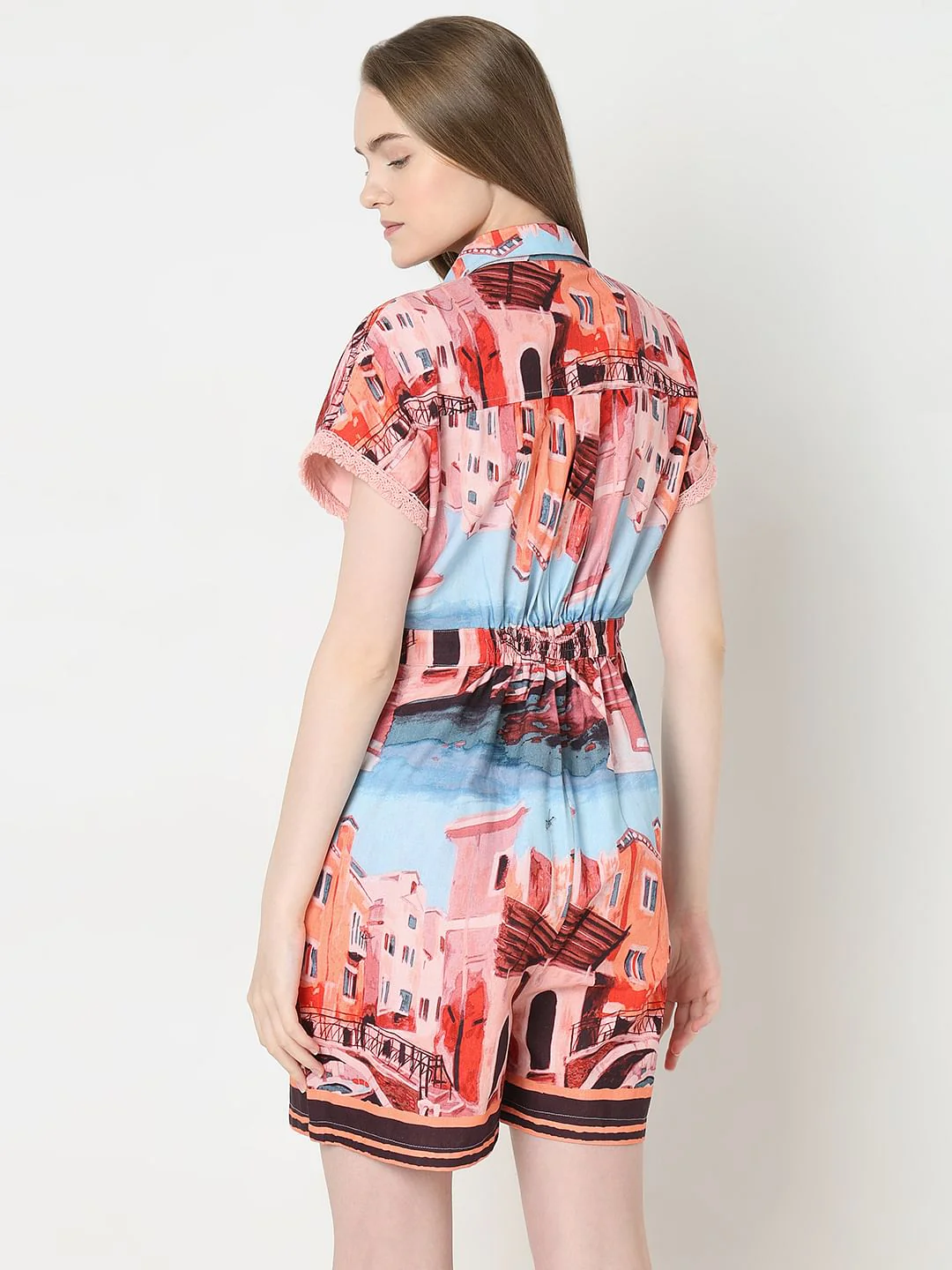 Pink Amalfi Coast Print Playsuit - Image 4