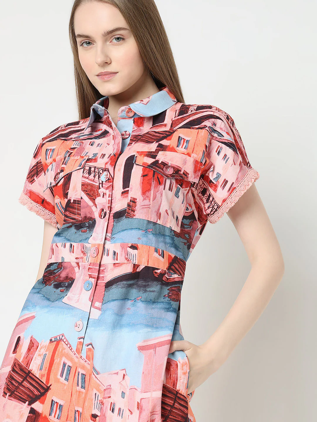 Pink Amalfi Coast Print Playsuit - Image 6