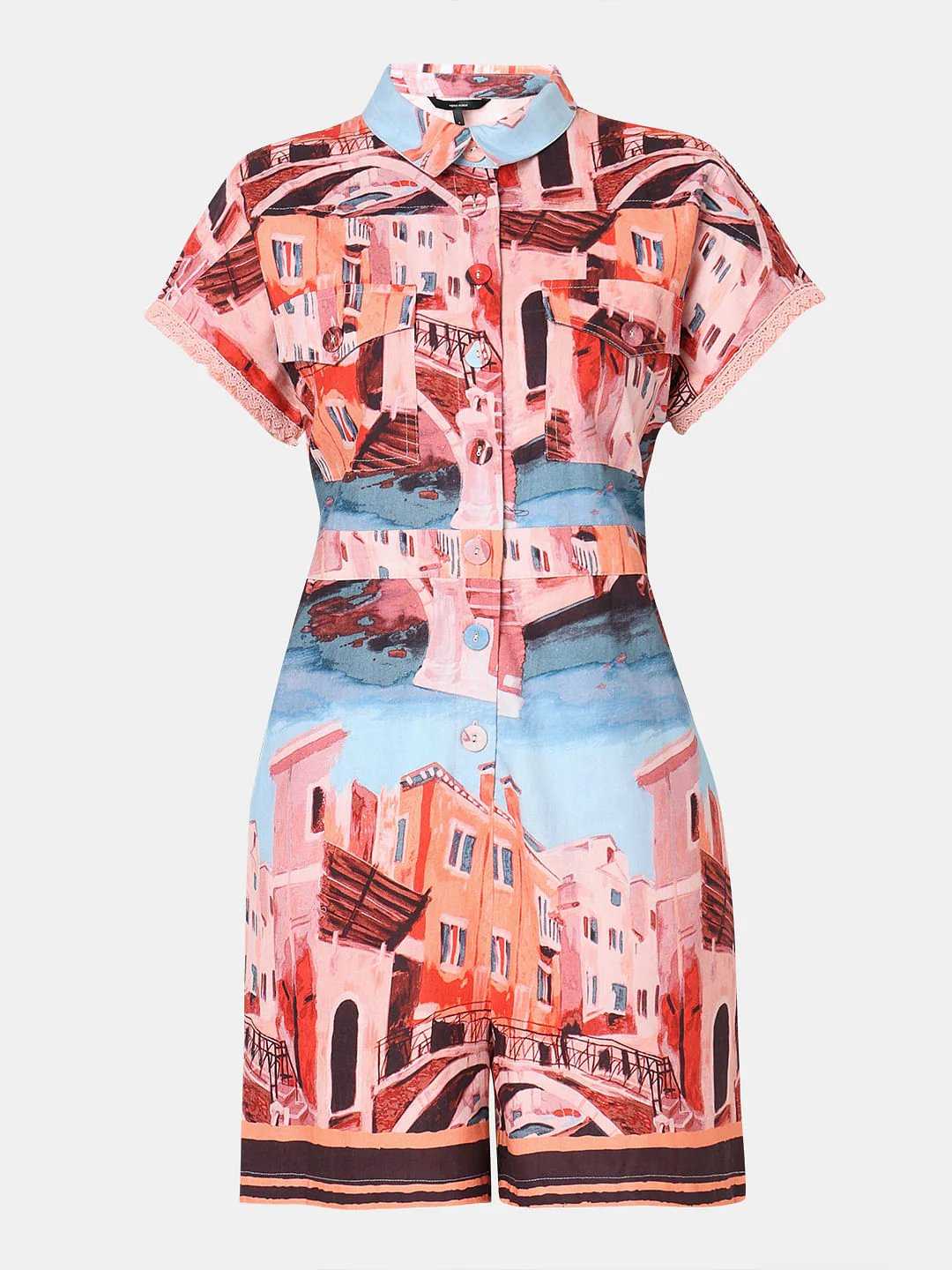 Pink Amalfi Coast Print Playsuit - Image 7