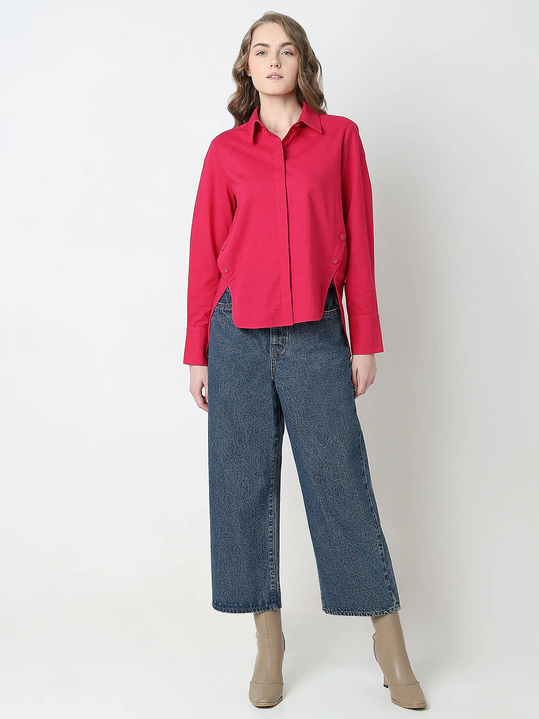 Red Concealed Placket Shirt - Image 5