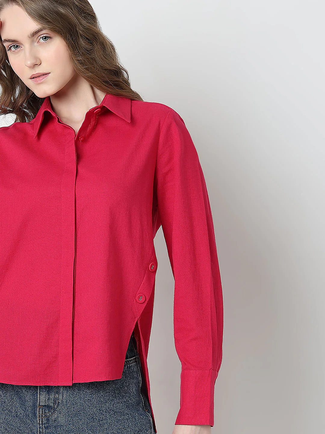 Red Concealed Placket Shirt - Image 6
