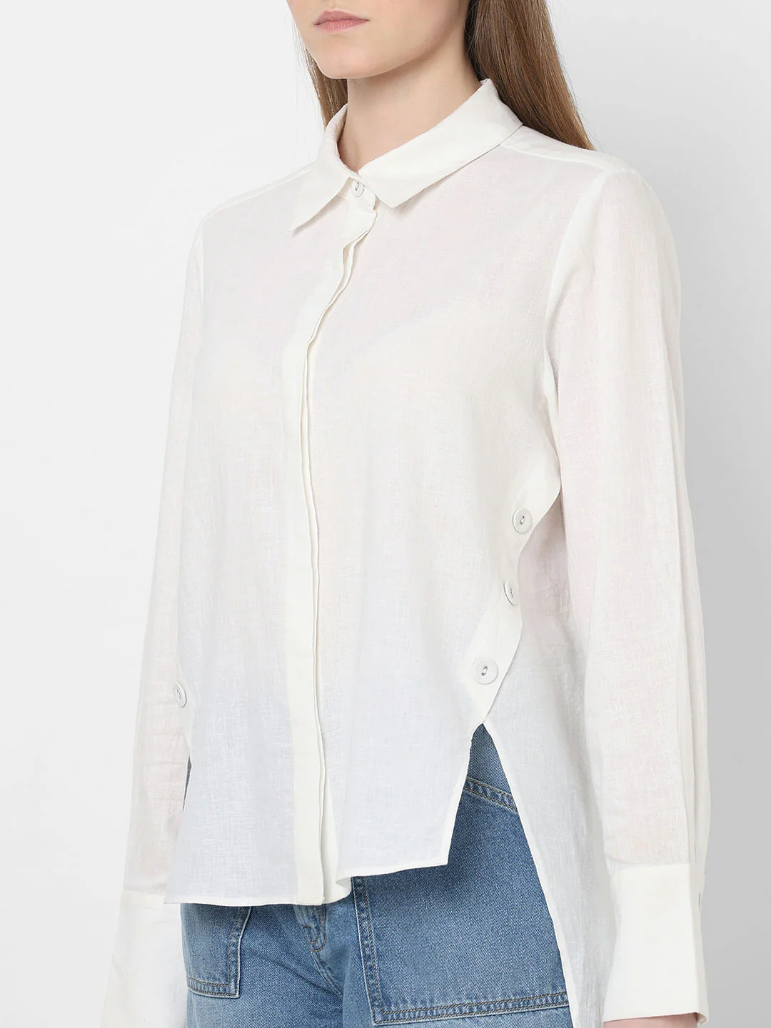 White Concealed Placket Shirt - Image 6