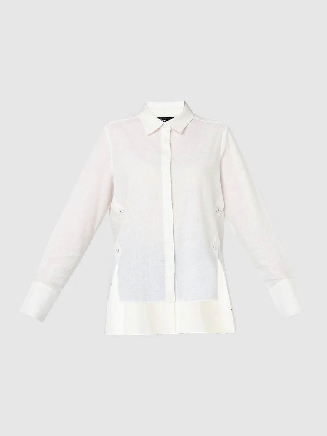 White Concealed Placket Shirt - Image 7
