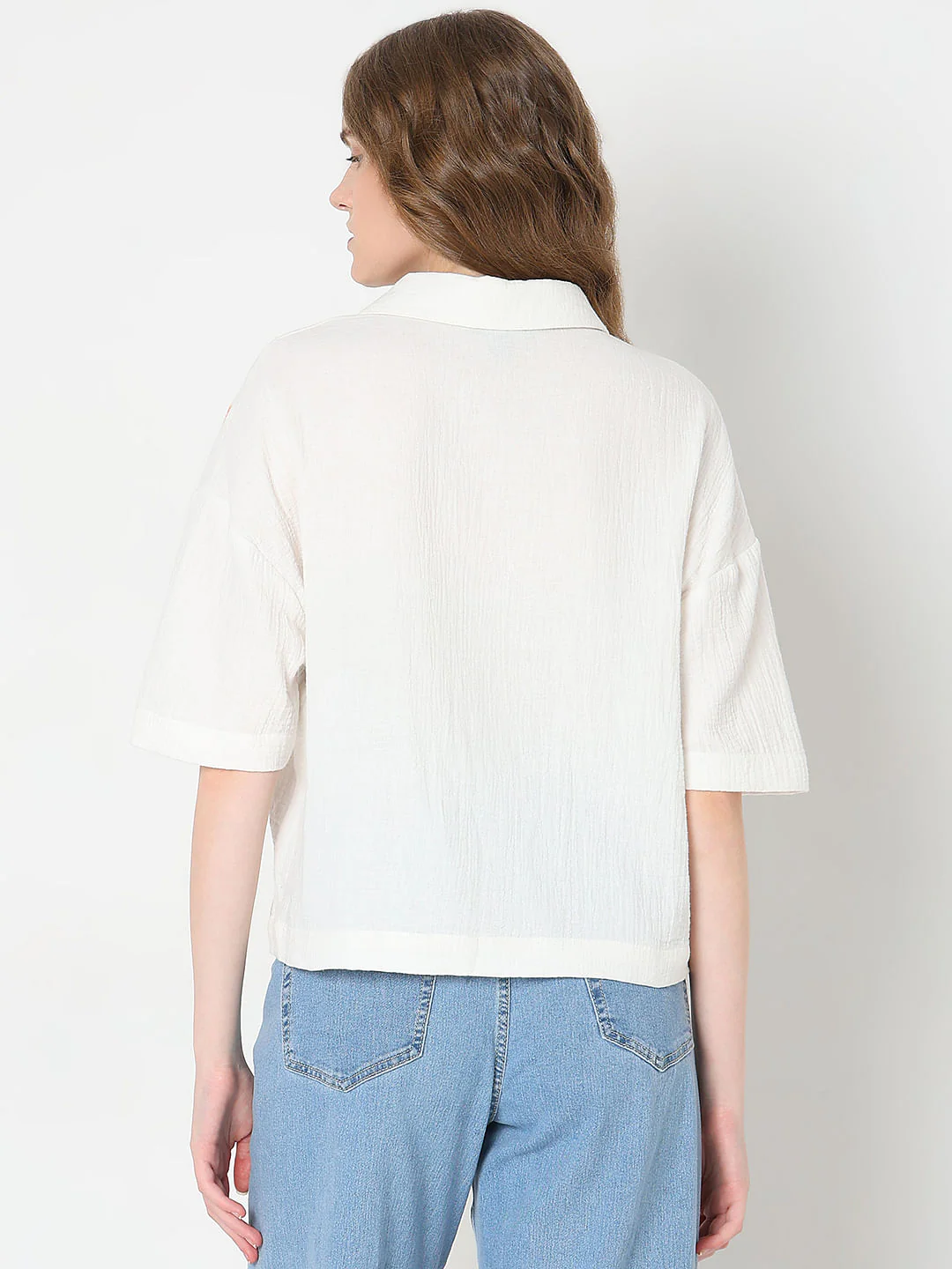White Embroidered Print Shirt - Image 4