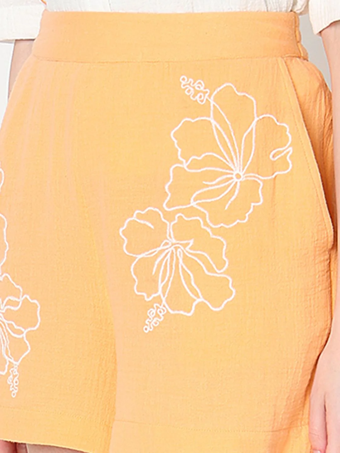 Orange Embroidered Co-Ord Set Shorts - Image 8