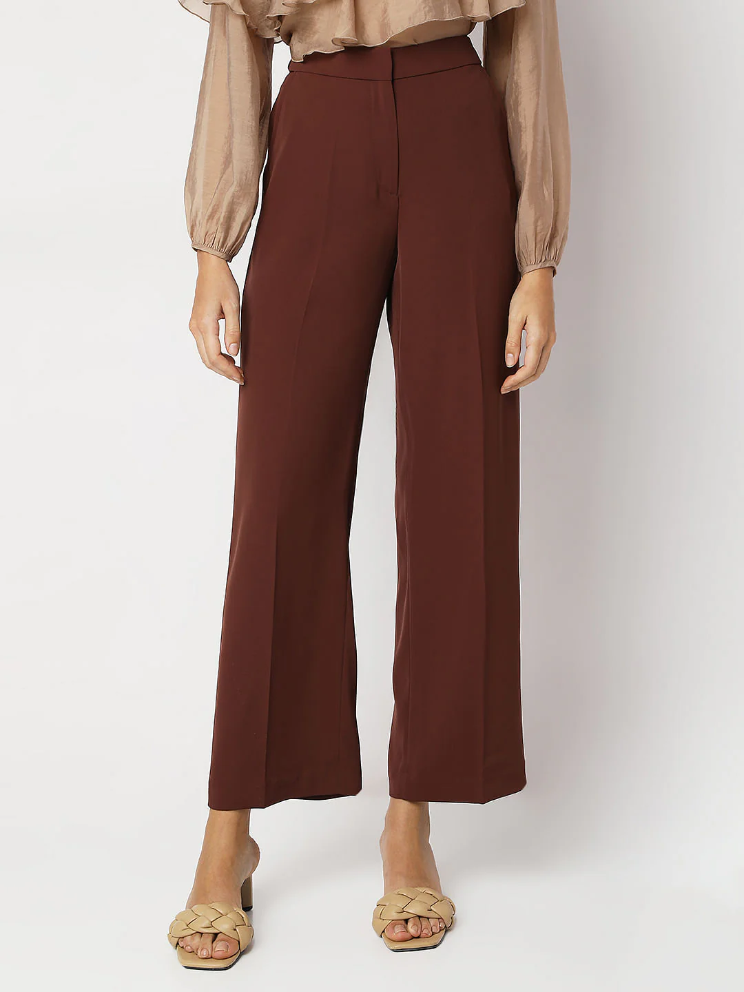 Brown High Rise Wide Leg Pants - Image 2
