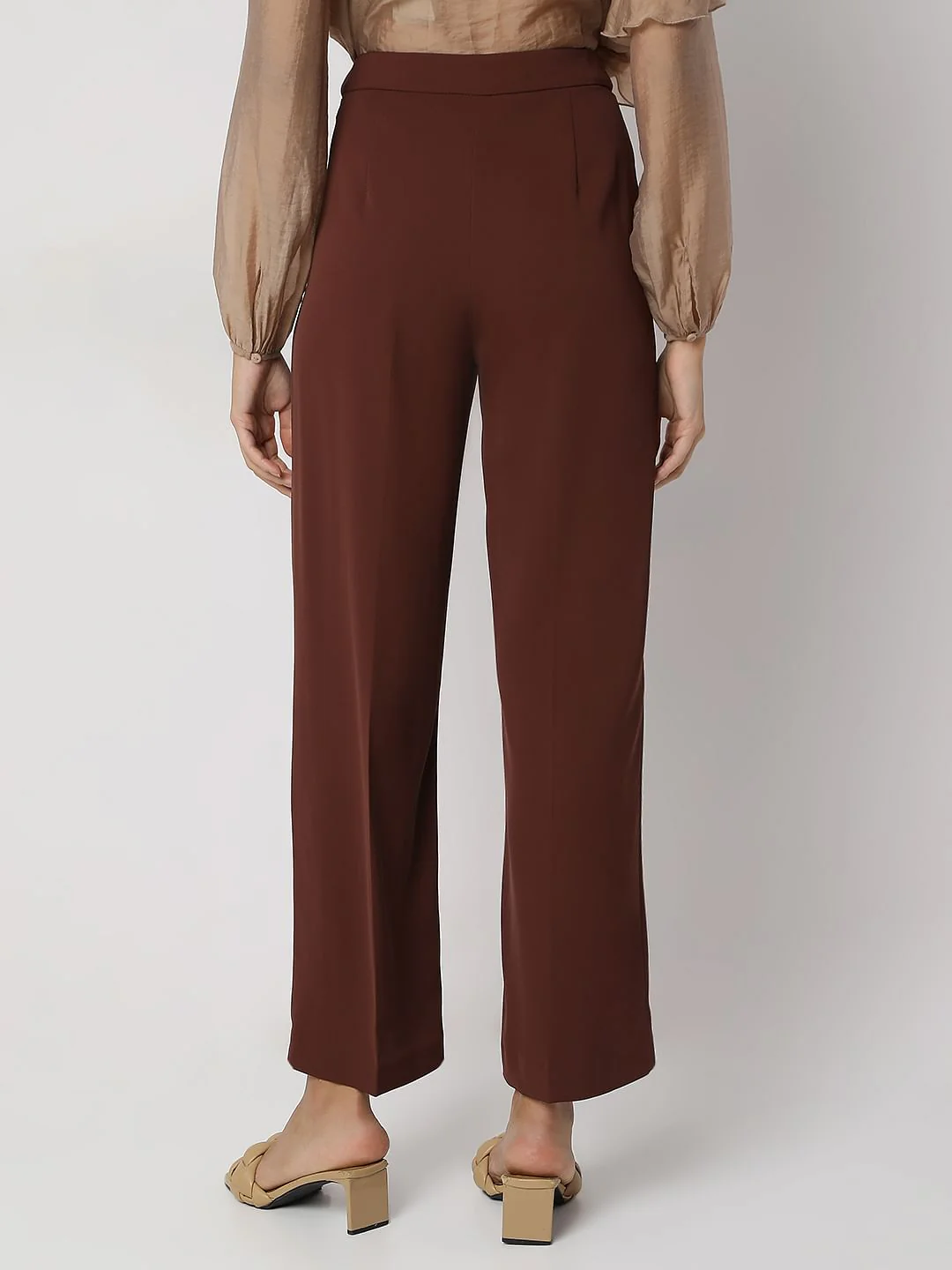 Brown High Rise Wide Leg Pants - Image 4