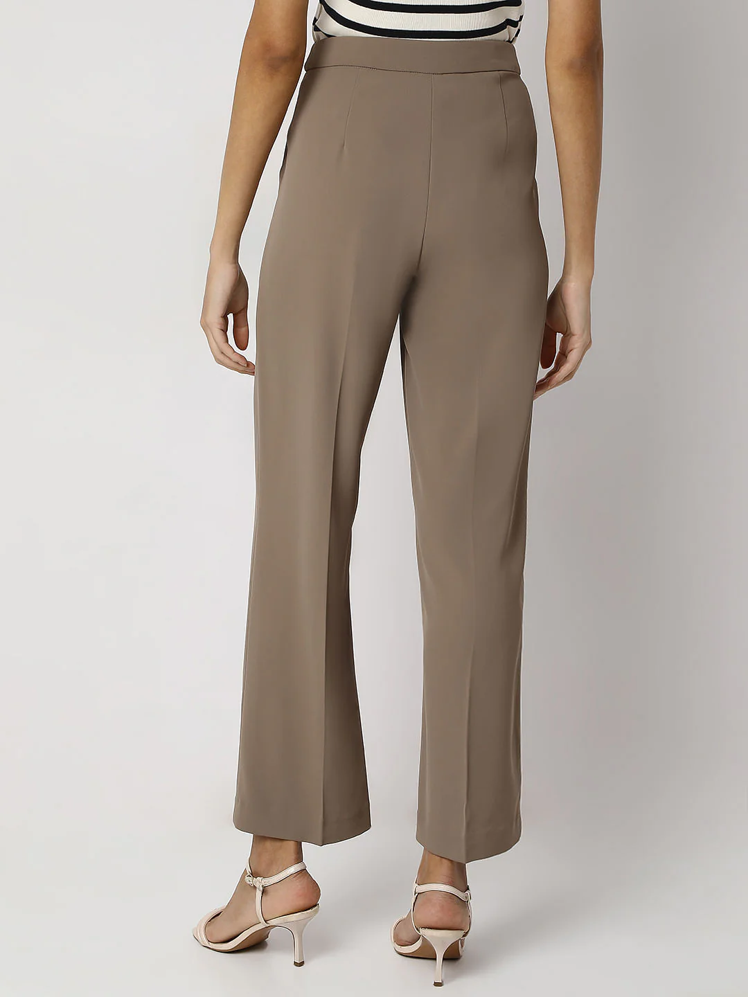 Beige High Rise Straight Fit Pants - Image 4