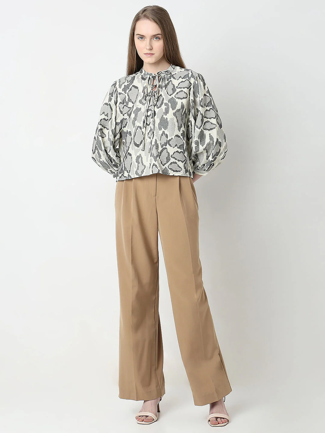 Cream Abstract Print Top - Image 5