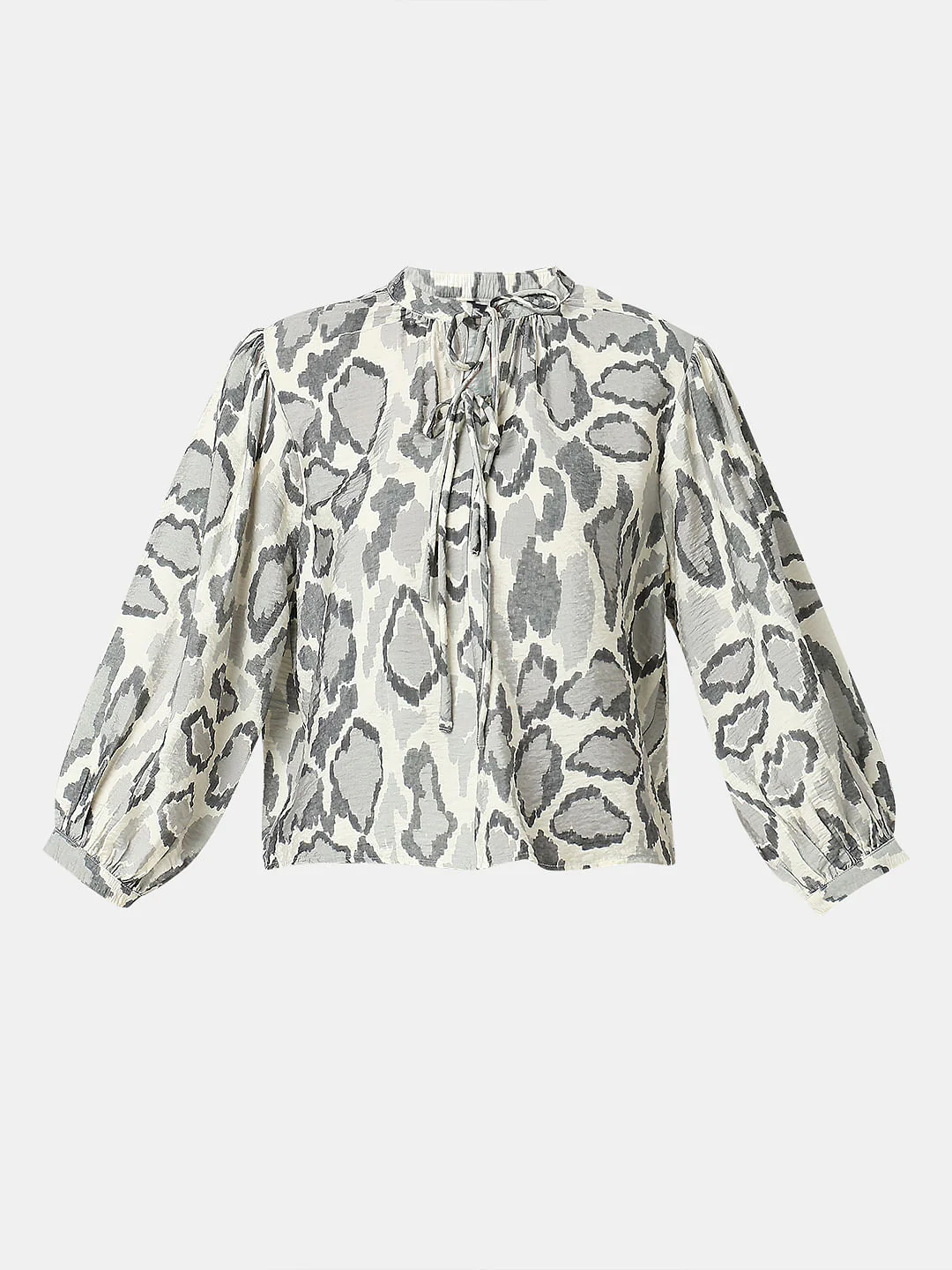 Cream Abstract Print Top - Image 7