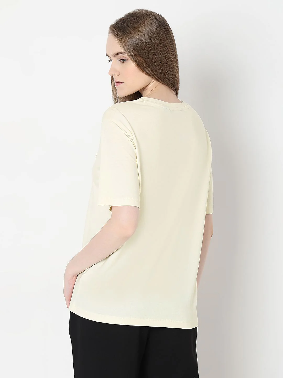 Cream Embellished Text T-Shirt - Image 4
