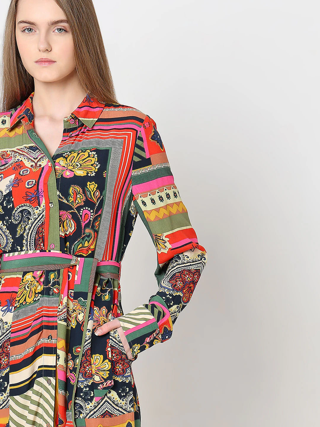 Multi-Colour Printed Shirt Dress - Image 5