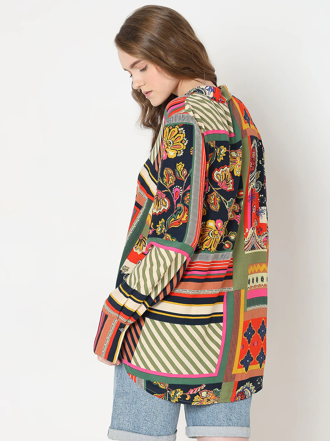 Multi-Colour Printed Asymmetric Shirt - Image 4