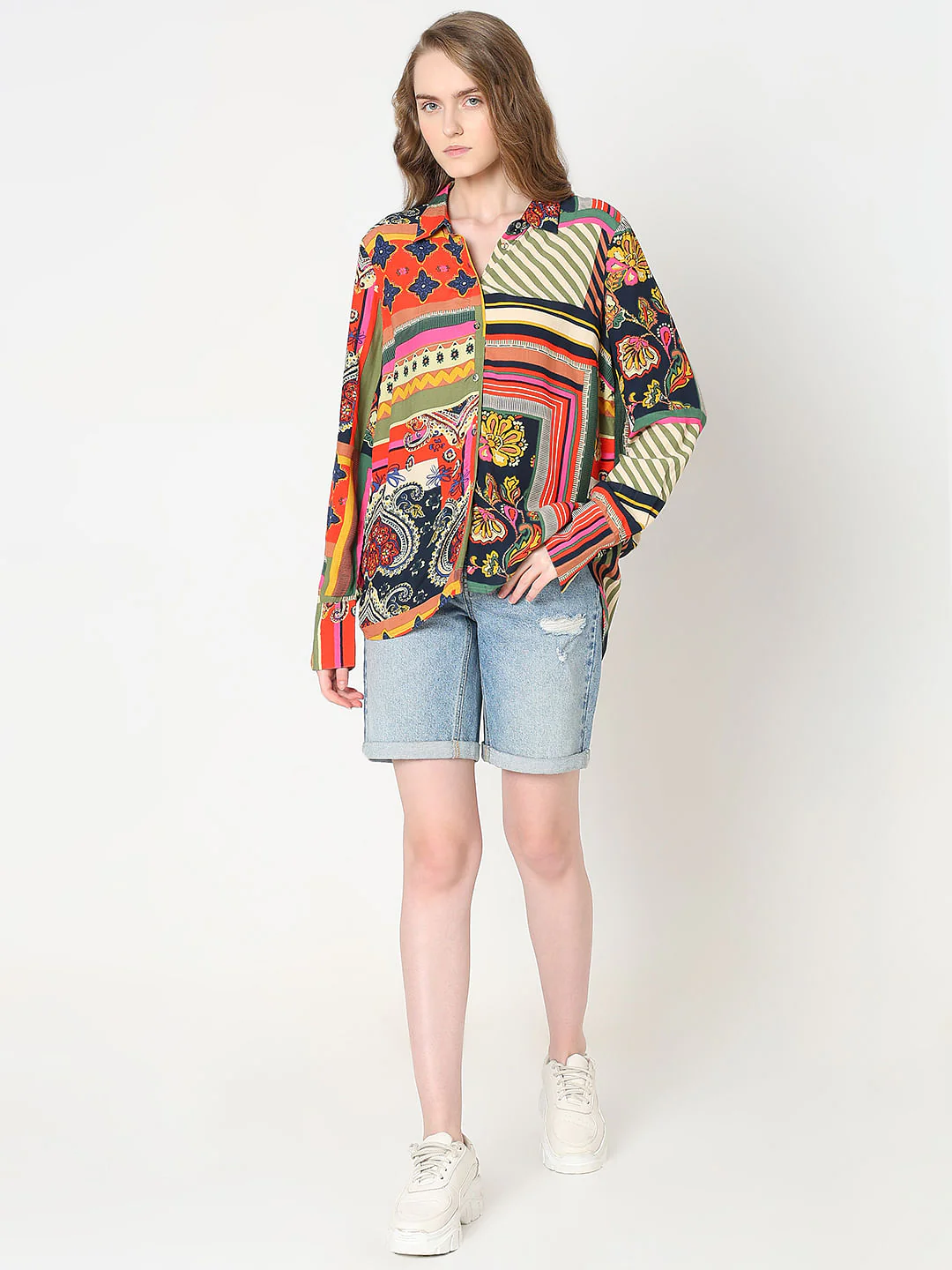 Multi-Colour Printed Asymmetric Shirt - Image 5