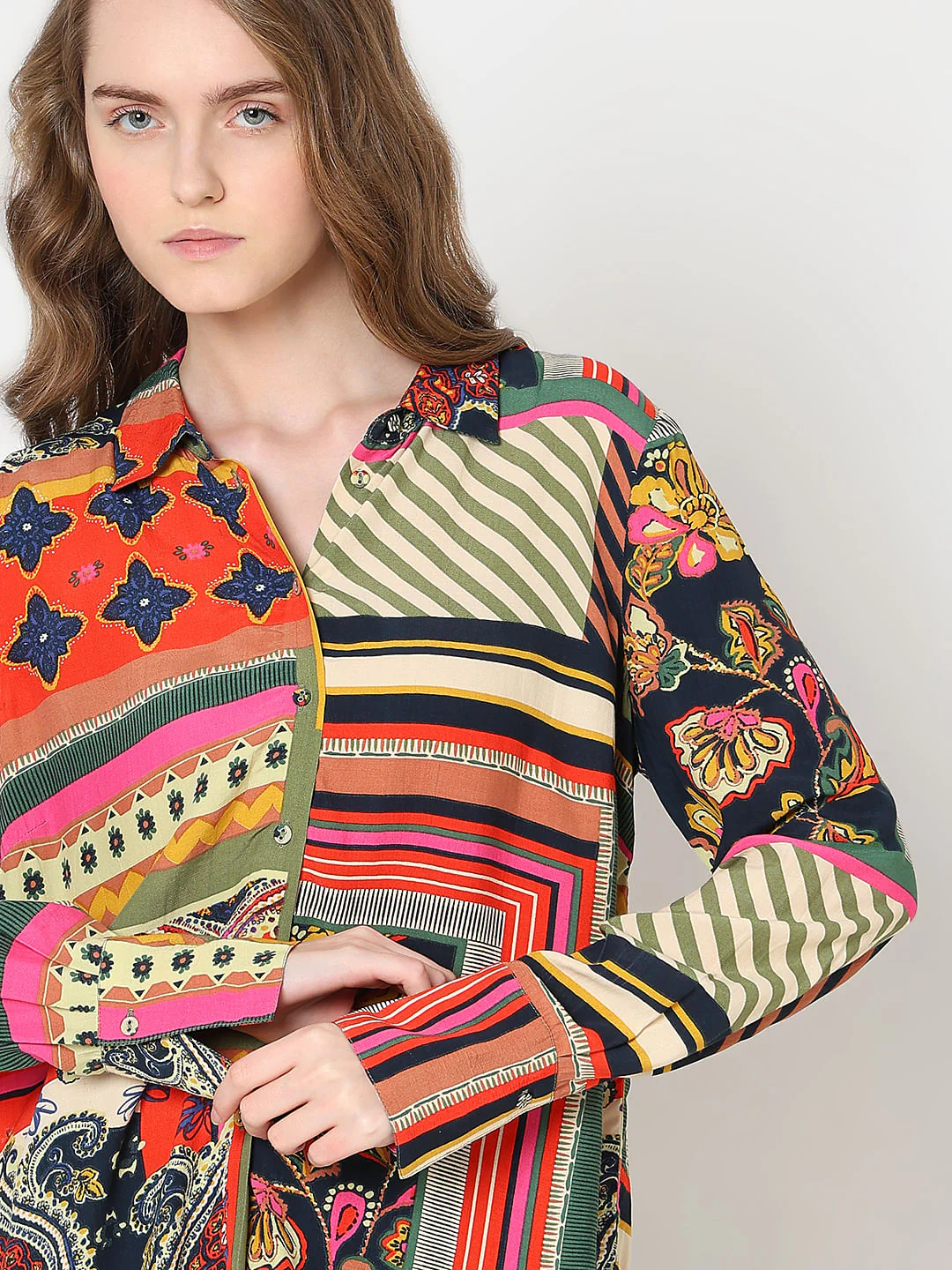 Multi-Colour Printed Asymmetric Shirt - Image 6