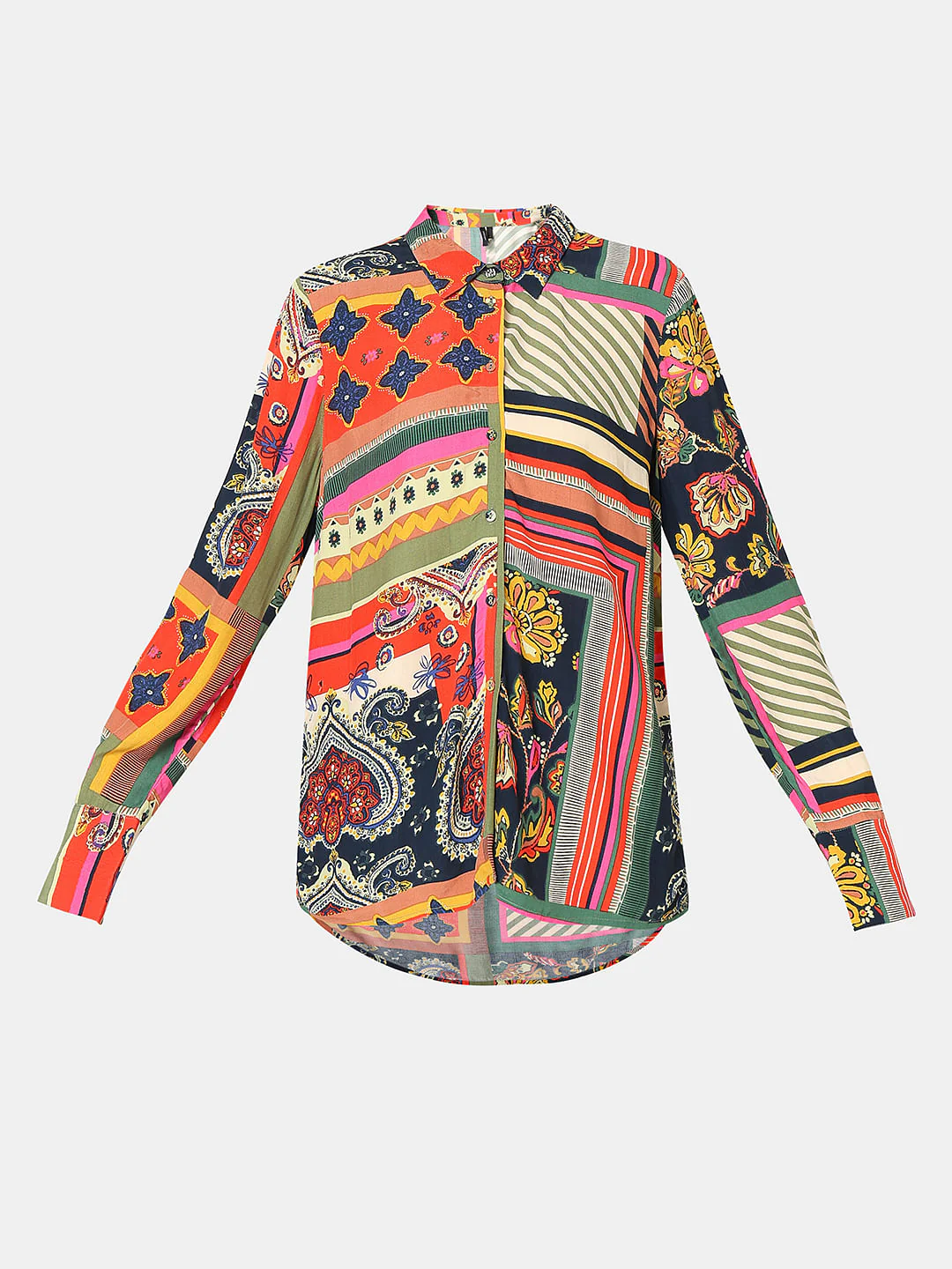 Multi-Colour Printed Asymmetric Shirt - Image 7