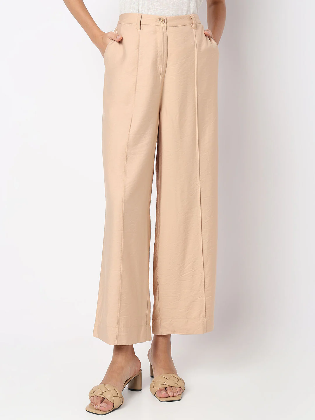 Beige High Rise Pants - Image 2