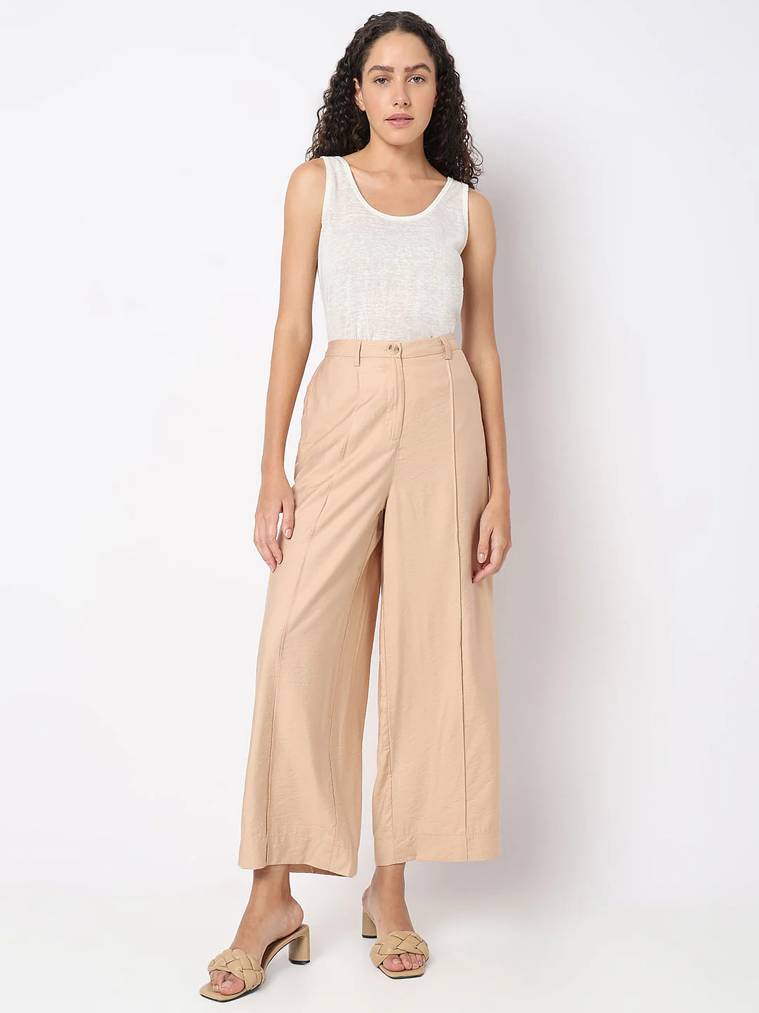 Beige High Rise Pants - Image 5