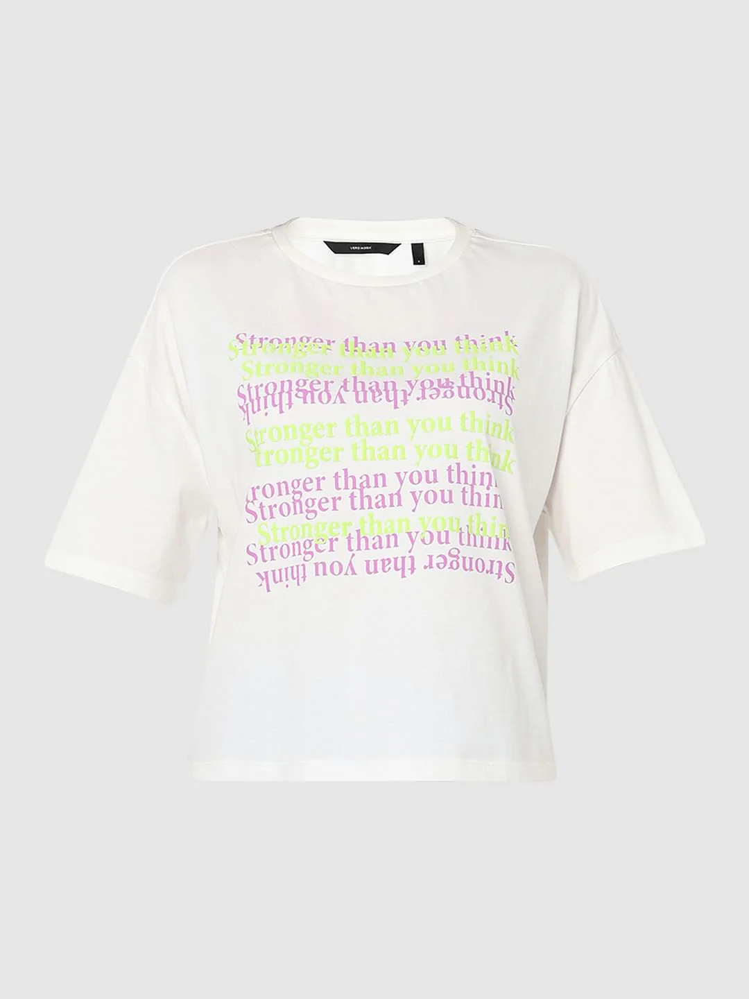 White Text Print Cotton T-Shirt - Image 7
