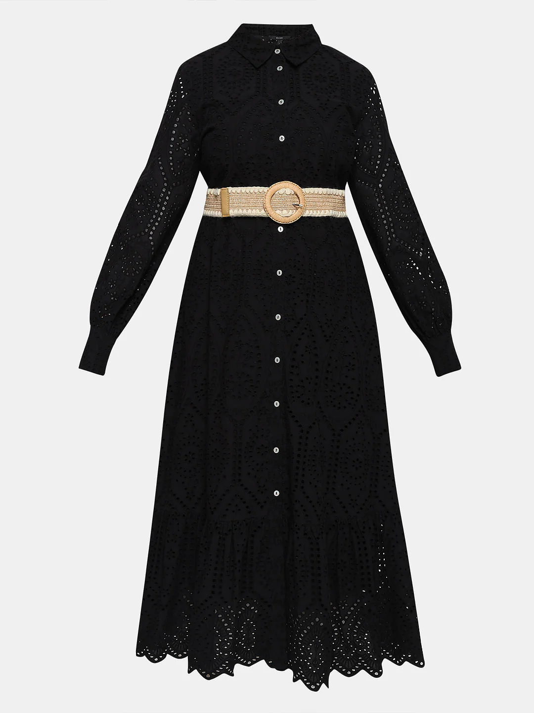 Black Schiffli Shirt Dress - Image 7