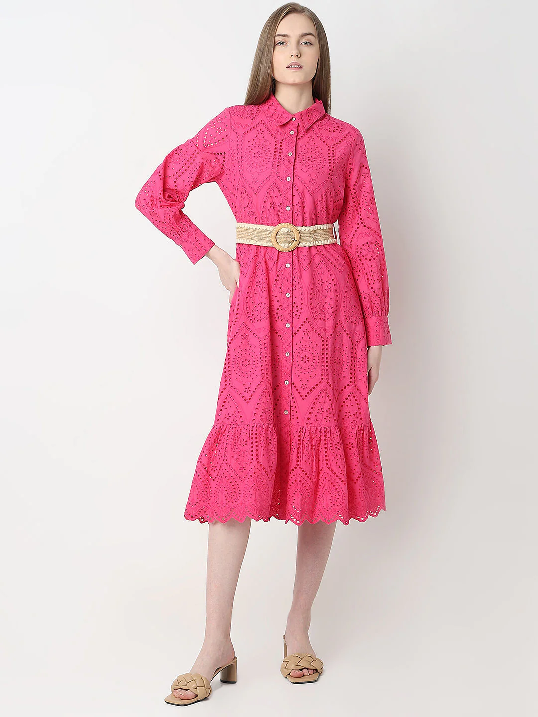 Pink Schiffli Shirt Dress - Image 2