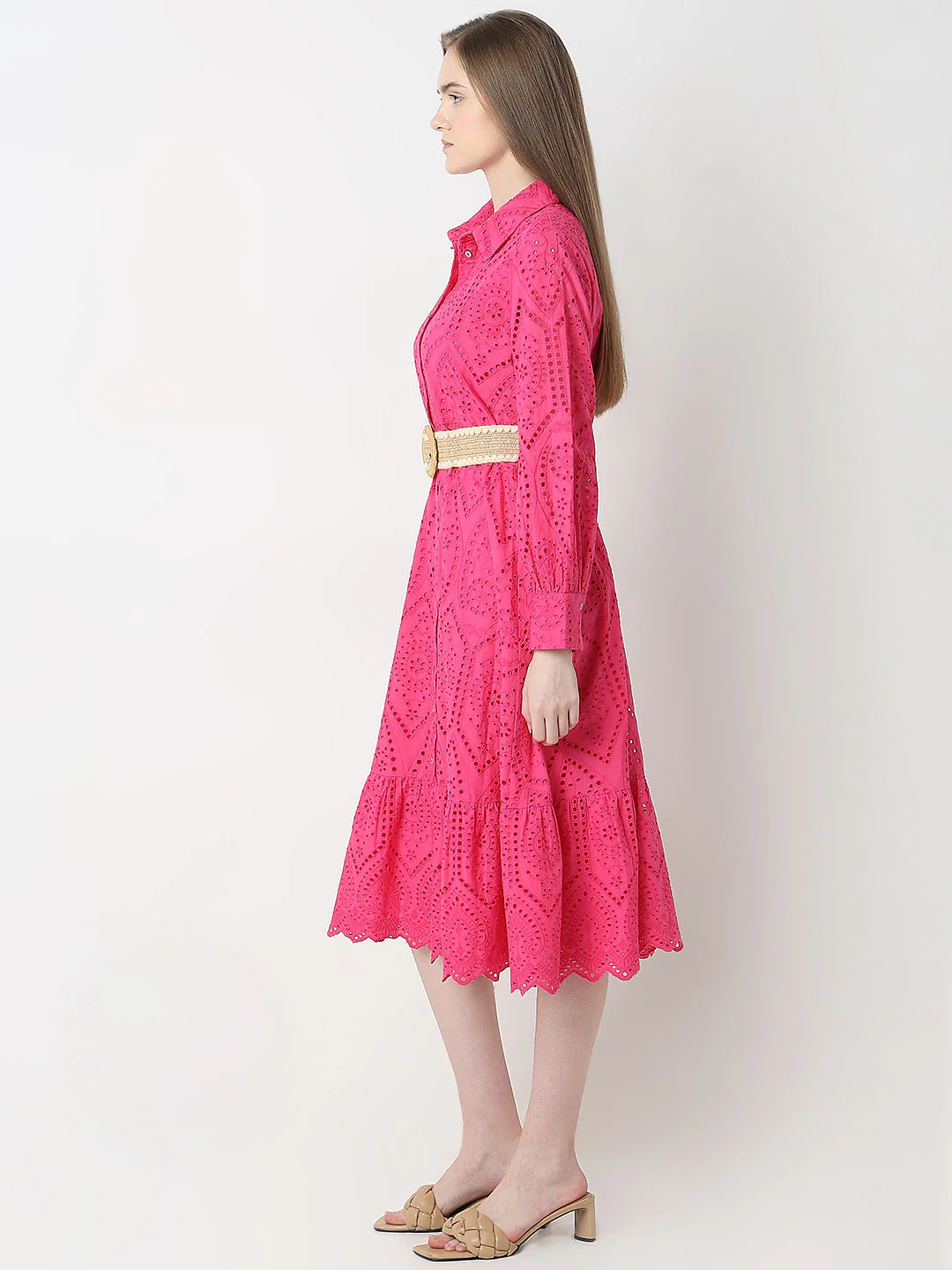 Pink Schiffli Shirt Dress - Image 3