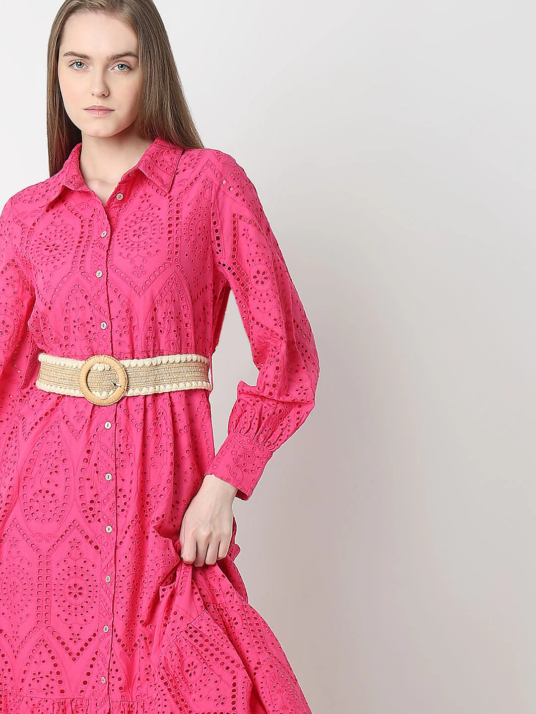Pink Schiffli Shirt Dress - Image 5