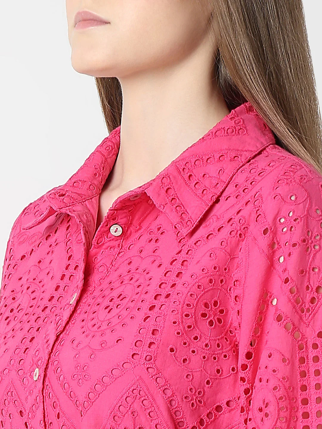 Pink Schiffli Shirt Dress - Image 6