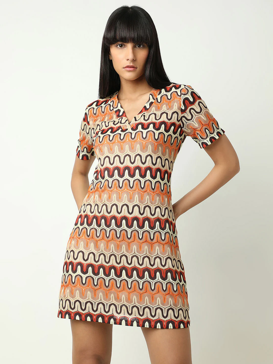 Orange Printed Mini Dress - Image 2