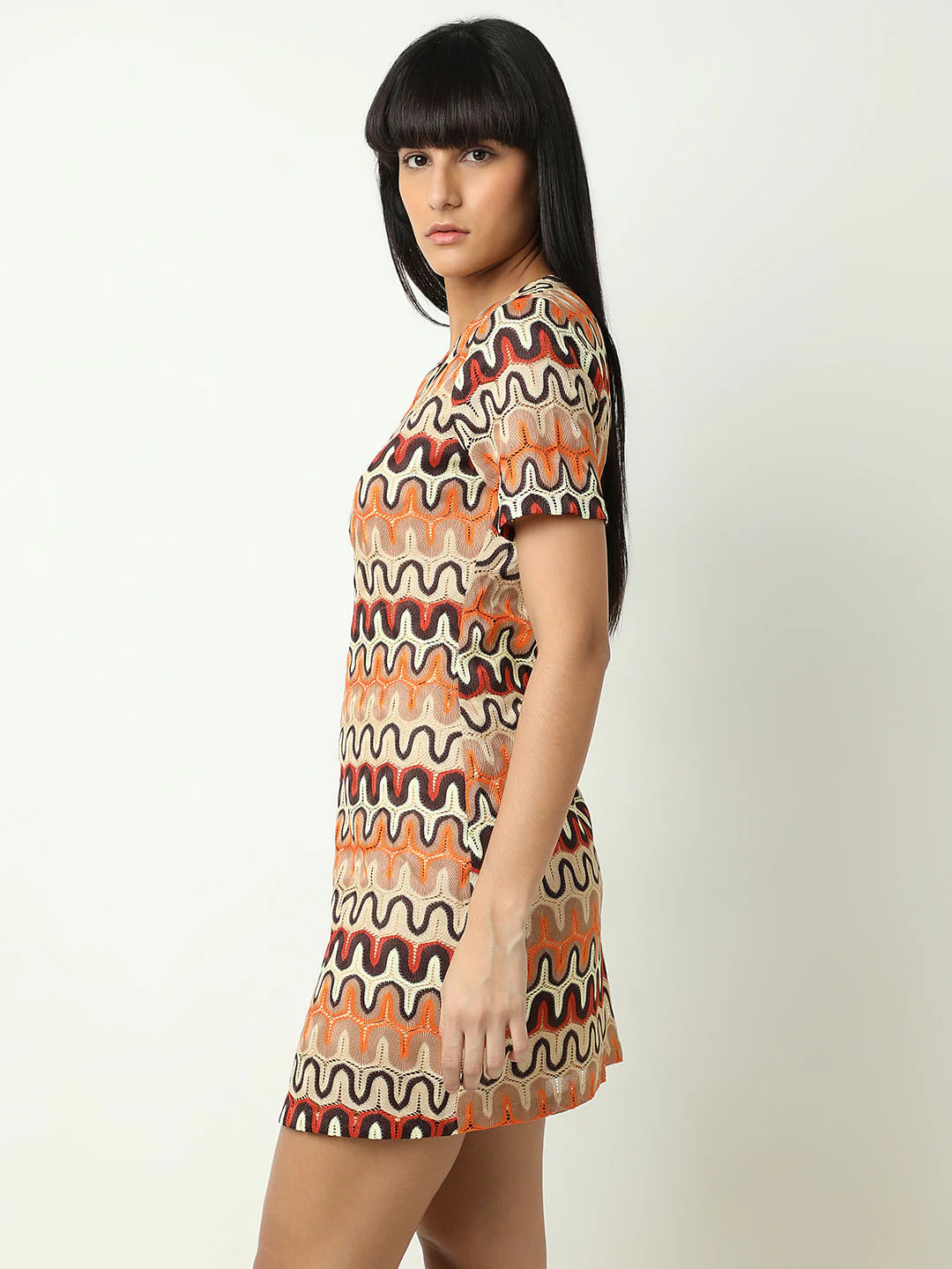 Orange Printed Mini Dress - Image 3