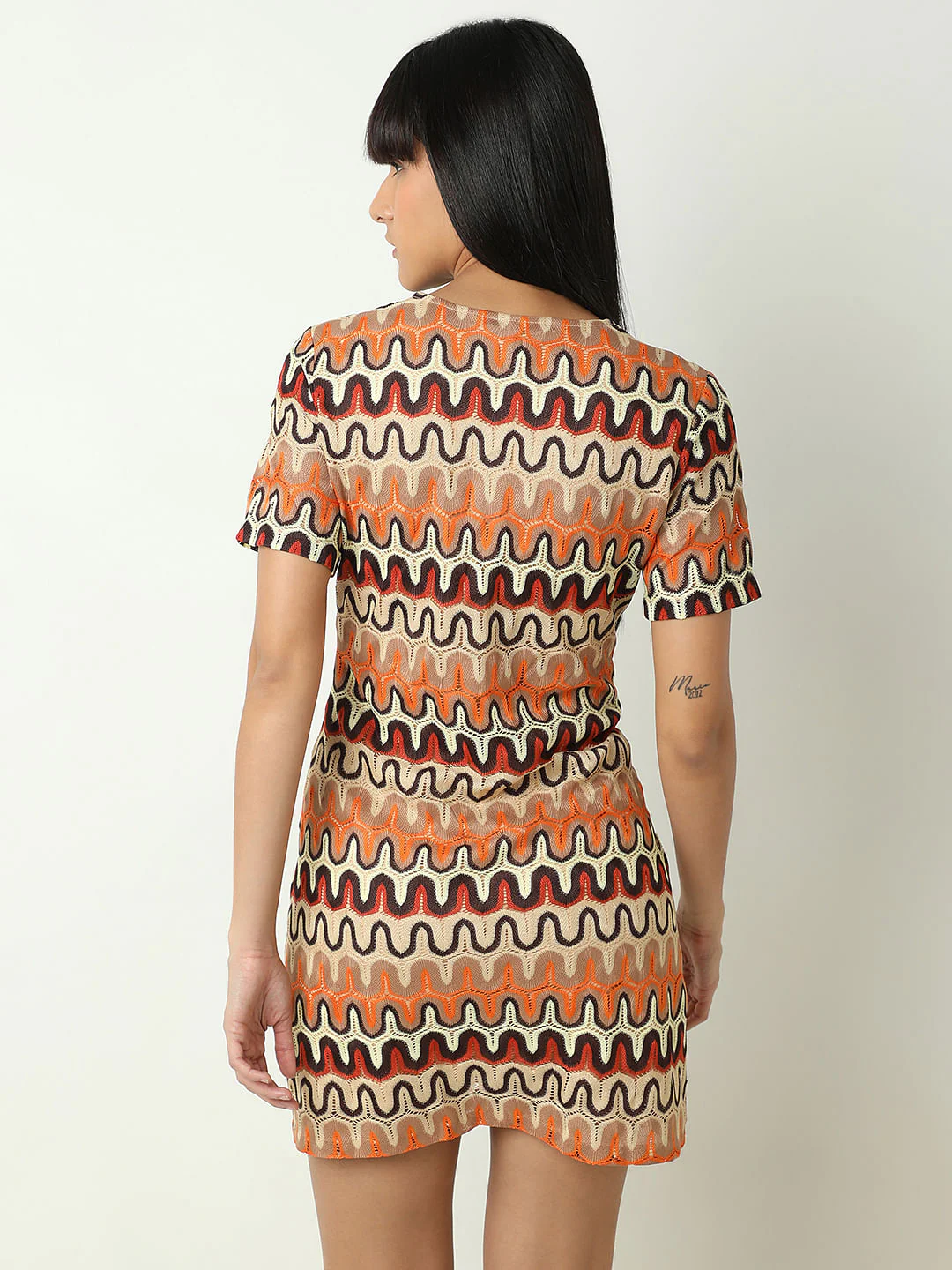 Orange Printed Mini Dress - Image 4