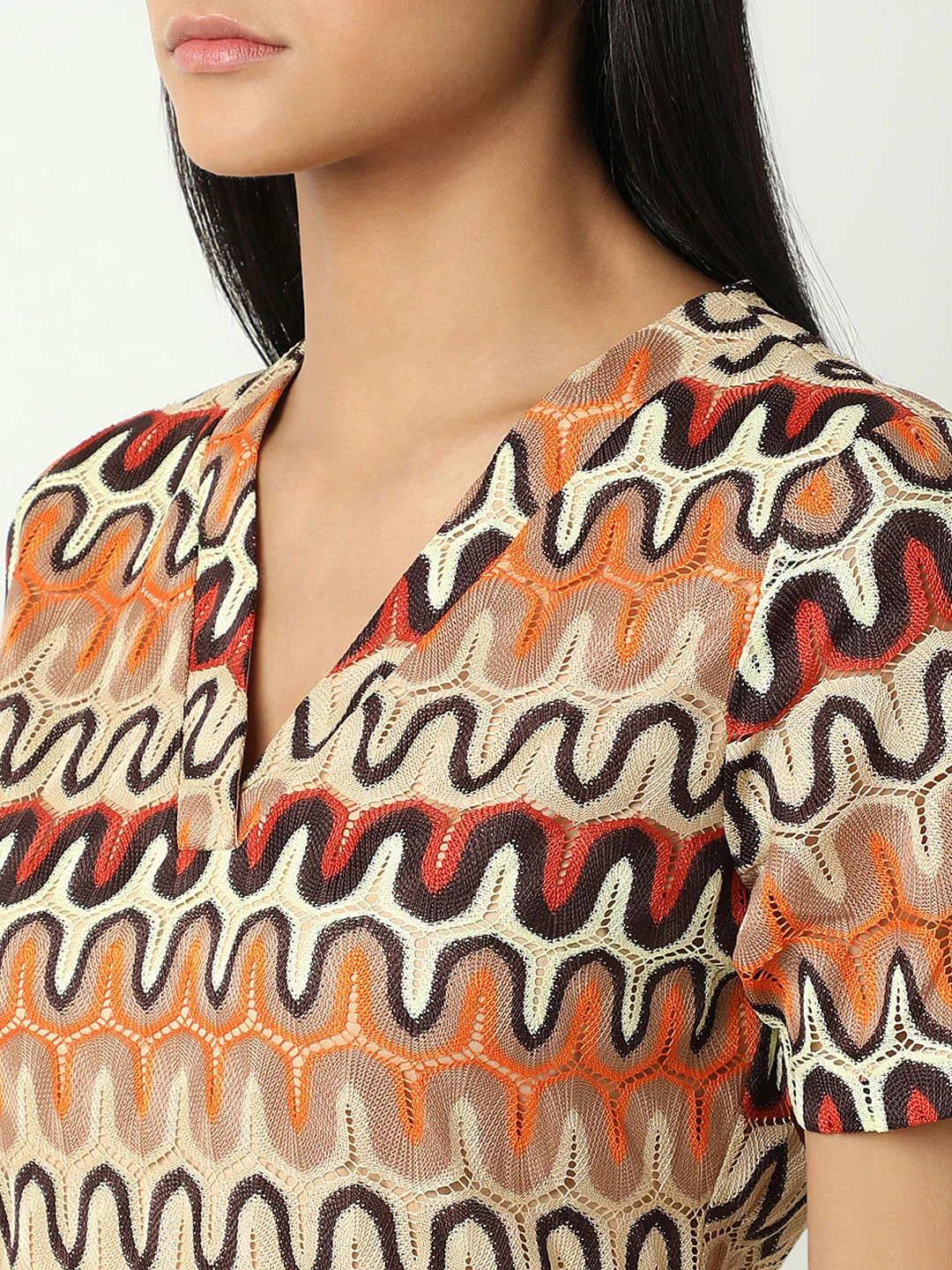 Orange Printed Mini Dress - Image 8