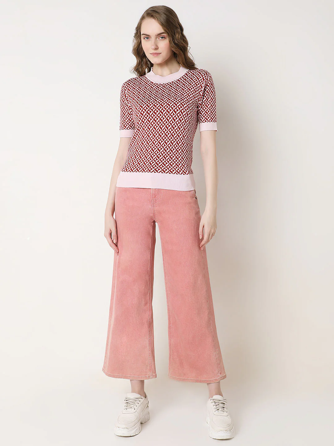 Maroon Printed Knitted Top - Image 5
