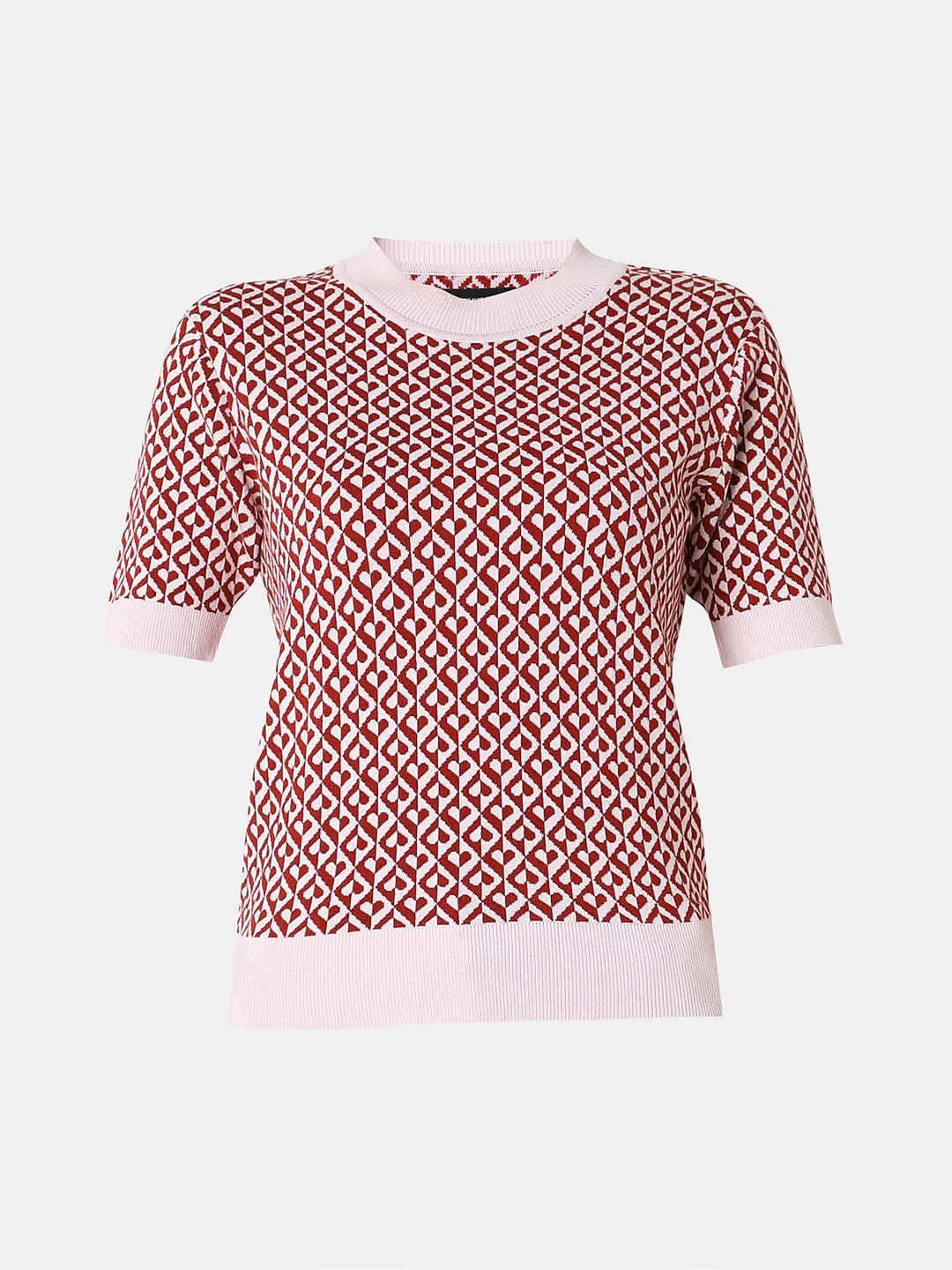 Maroon Printed Knitted Top - Image 7