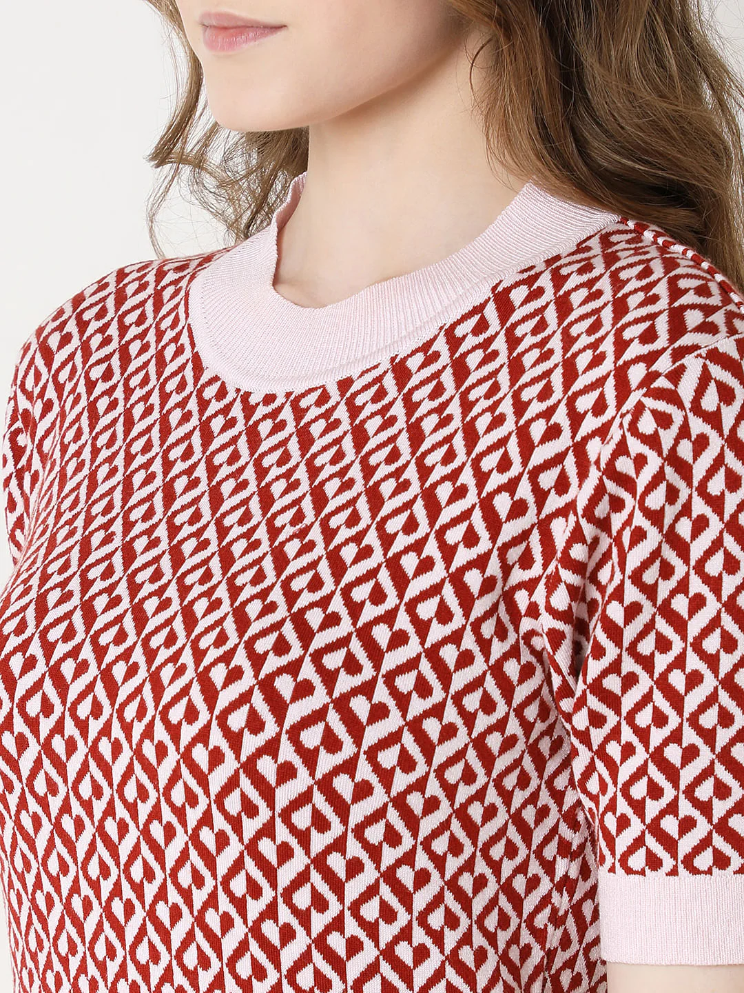 Maroon Printed Knitted Top - Image 8