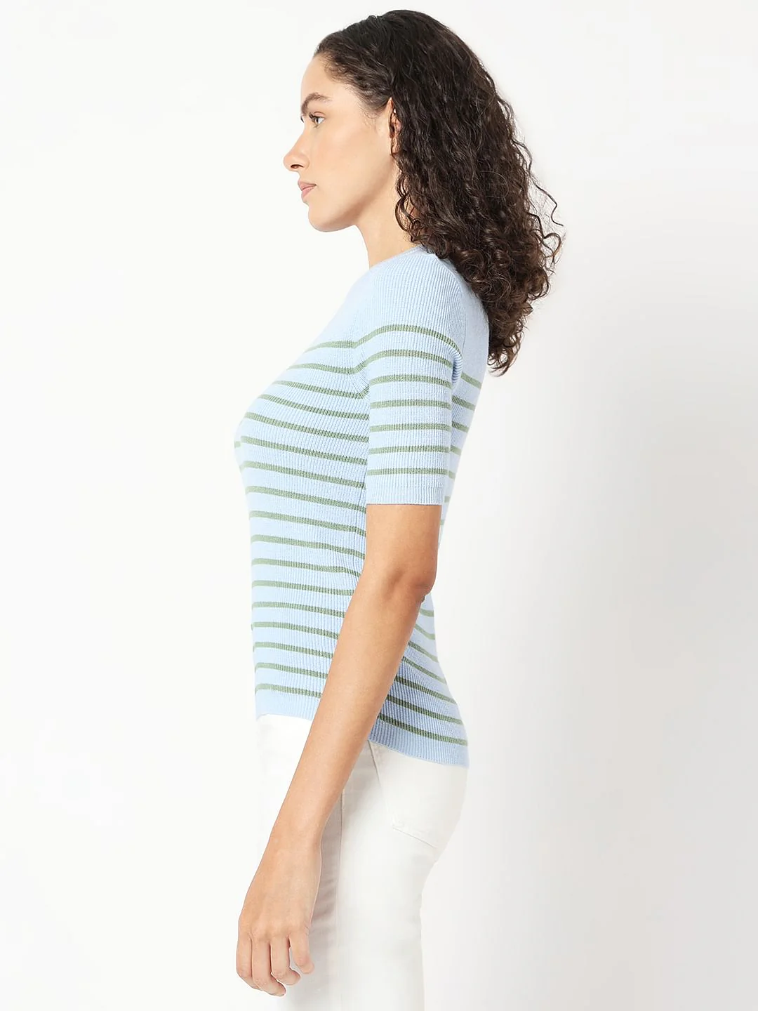 Blue Striped Knit Top - Image 3