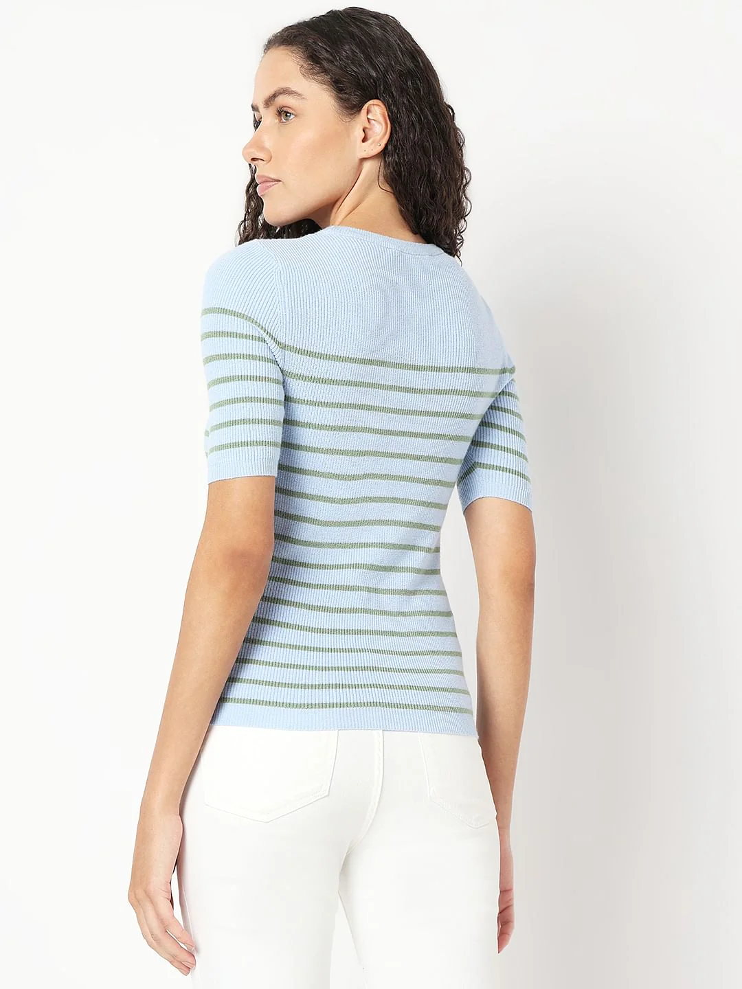 Blue Striped Knit Top - Image 4