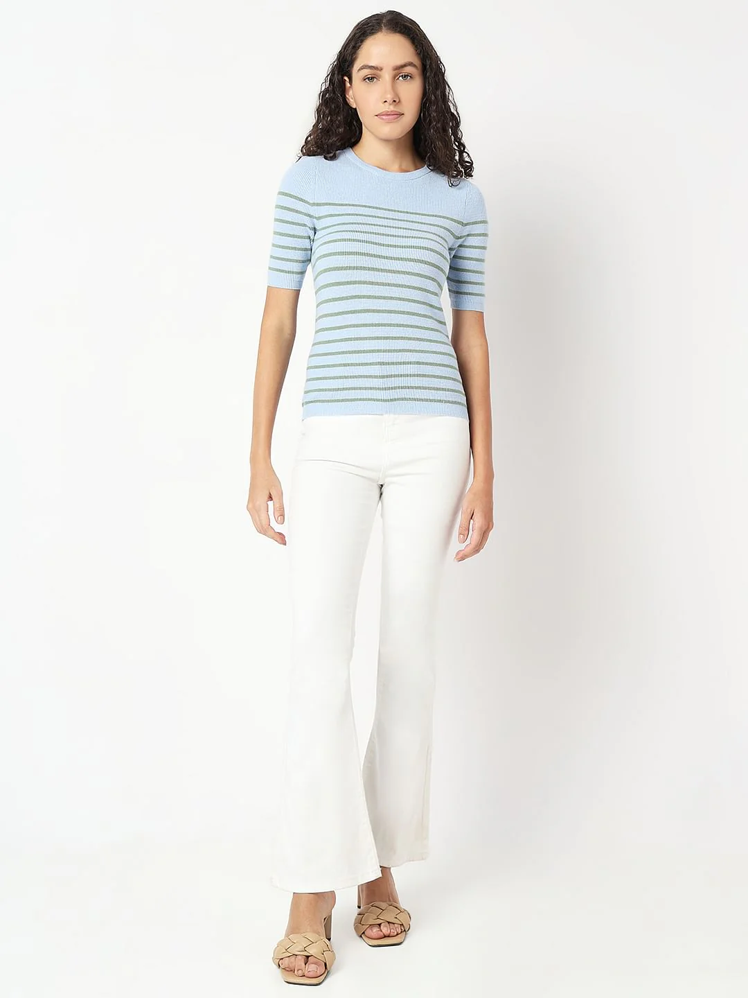Blue Striped Knit Top - Image 5