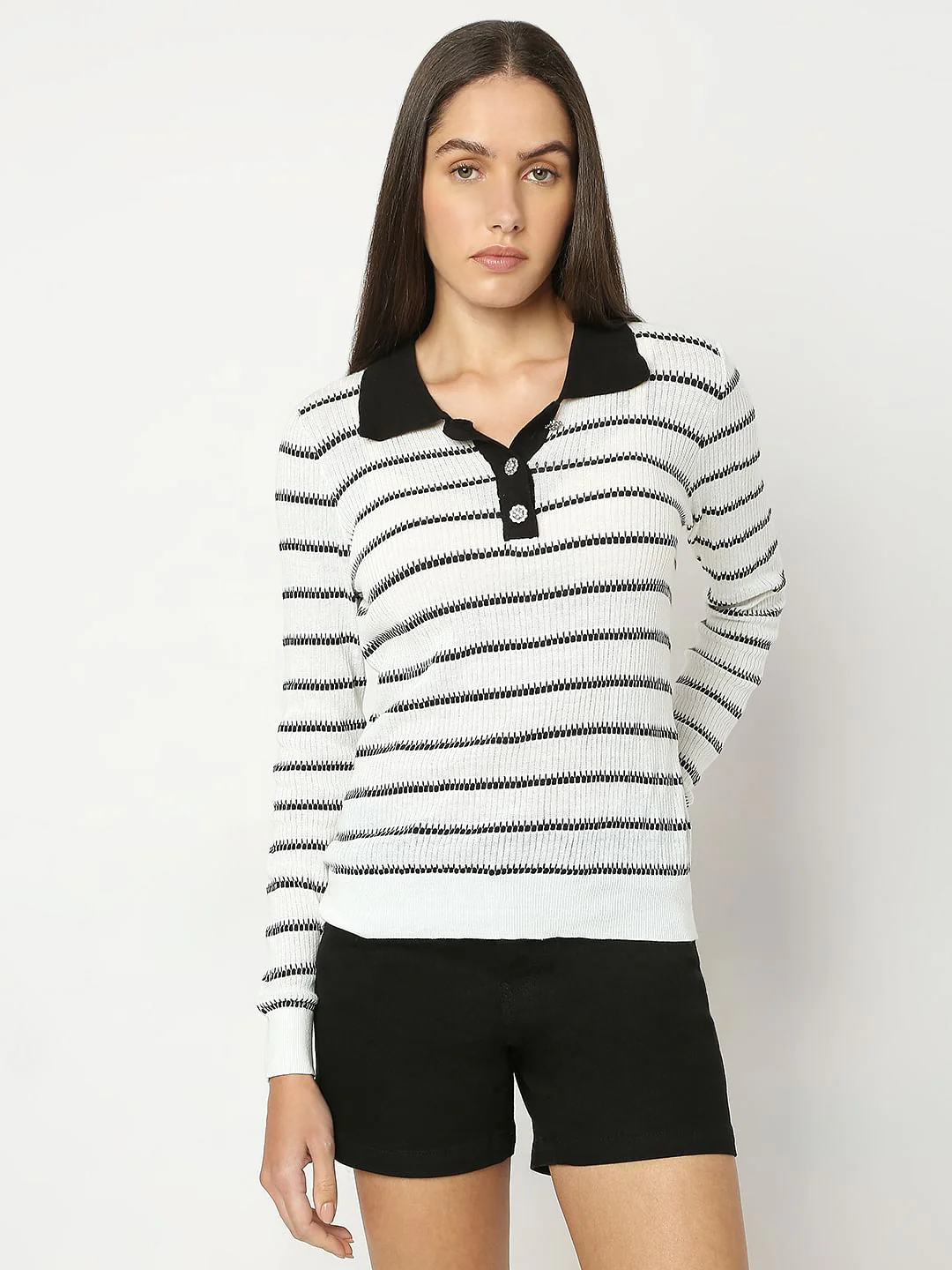 White Polo Neck Top - Image 2