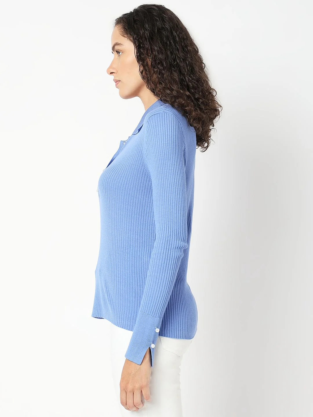 Blue Polo Neck Top - Image 3