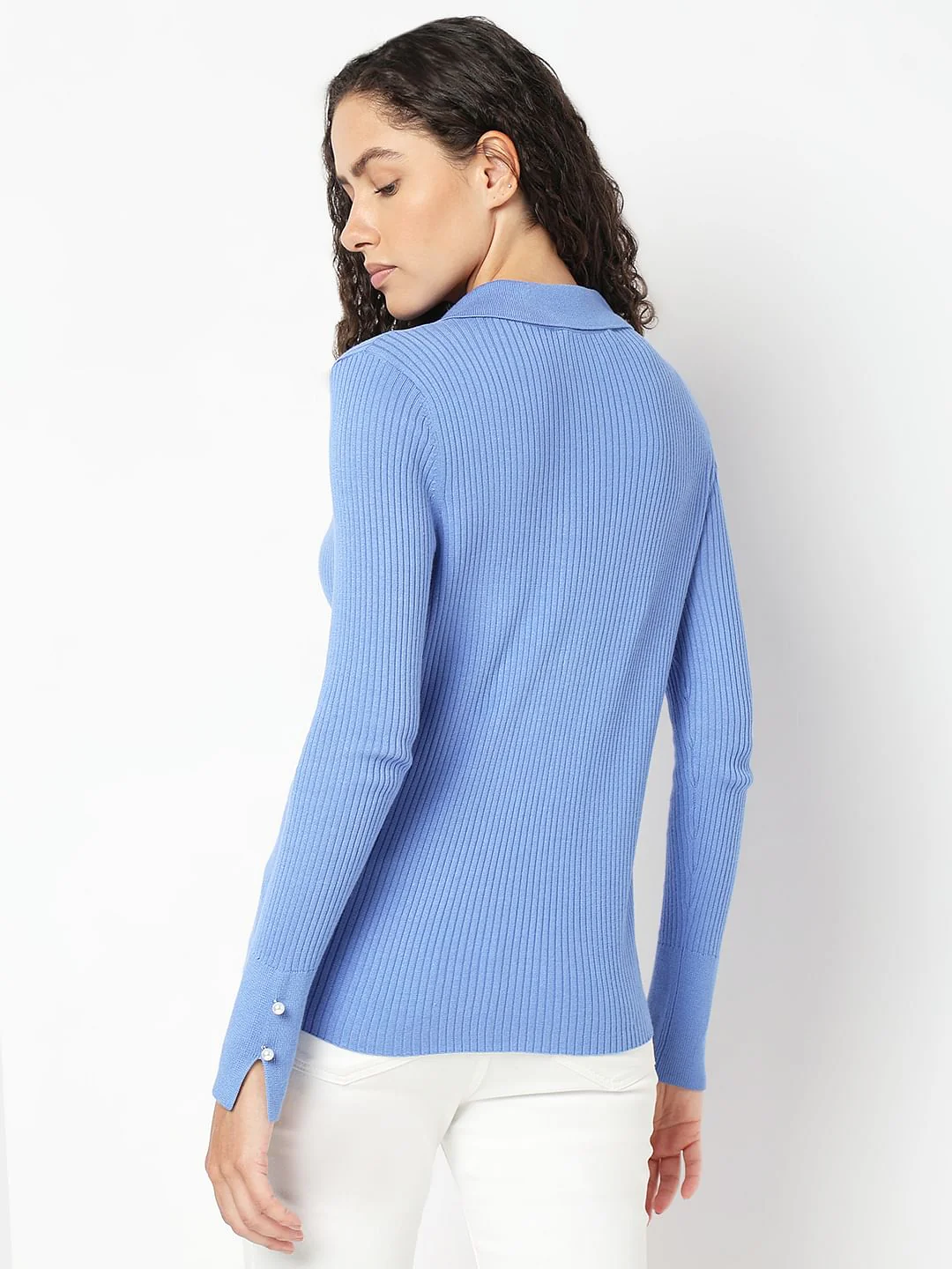 Blue Polo Neck Top - Image 4
