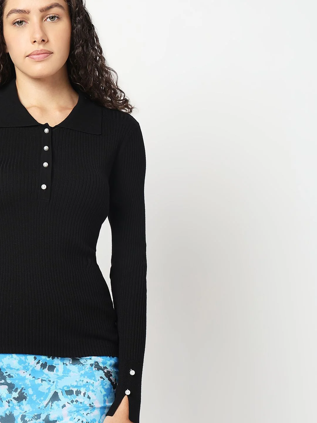 Black Polo Neck Top - Image 6