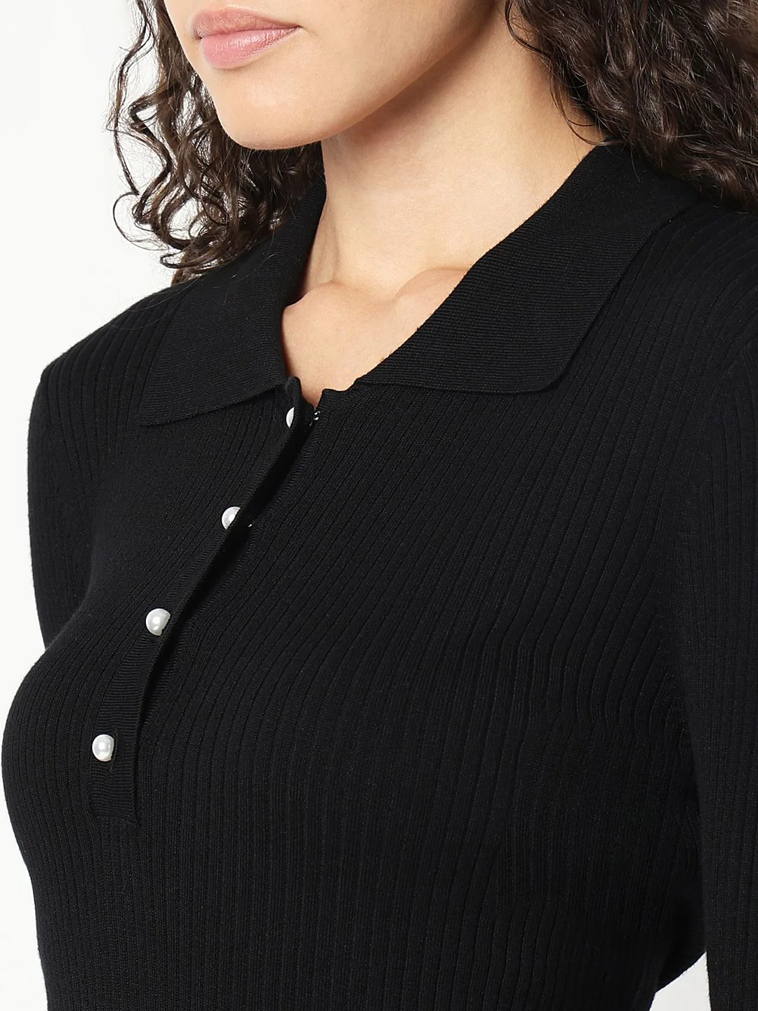 Black Polo Neck Top - Image 8