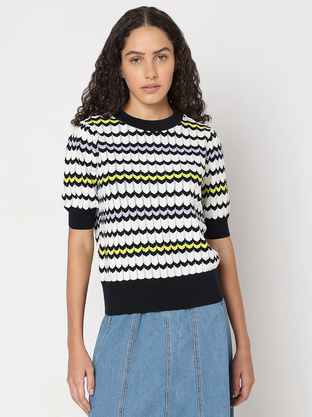 White Printed Knit Top - Image 2