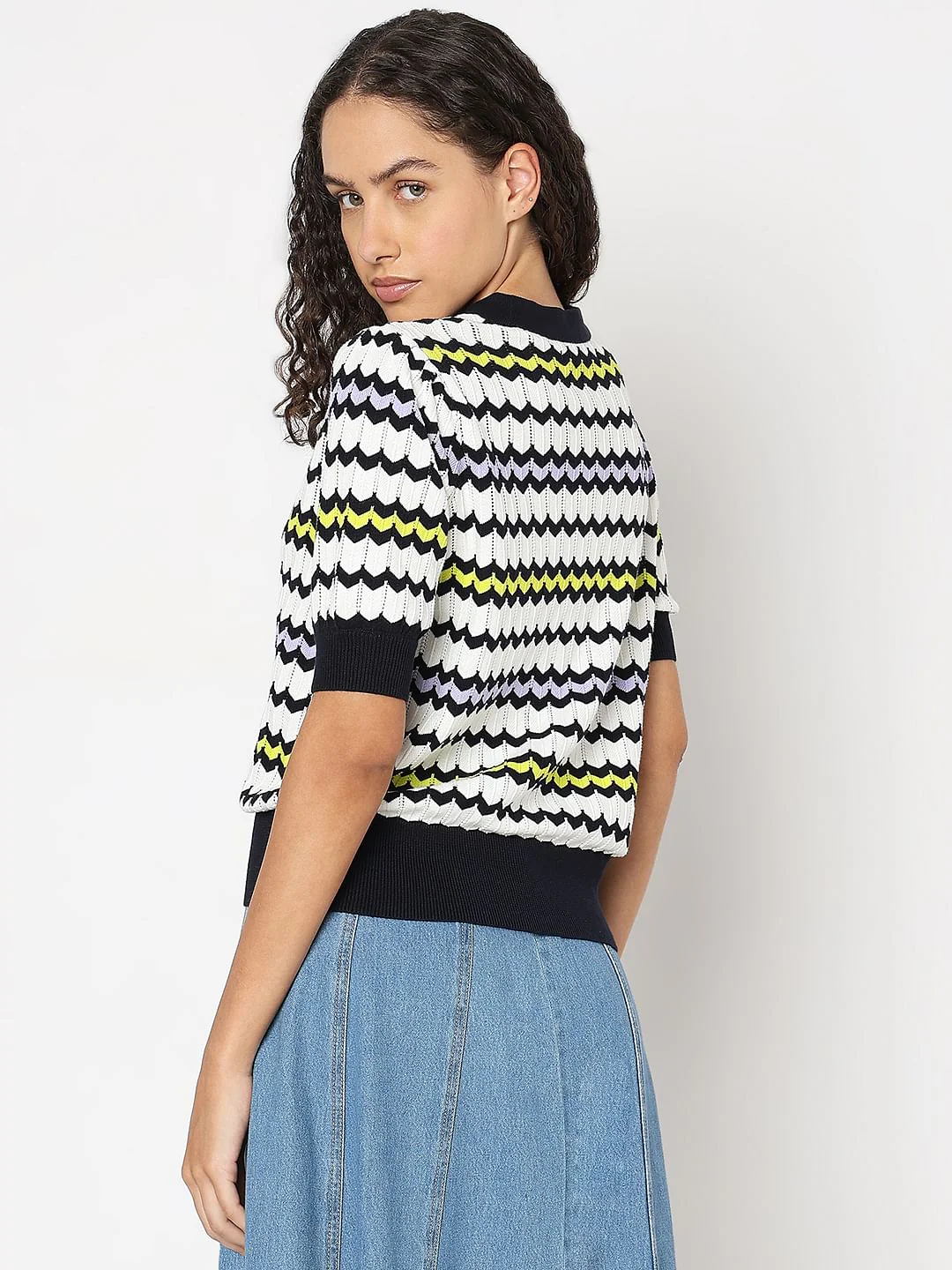 White Printed Knit Top - Image 4
